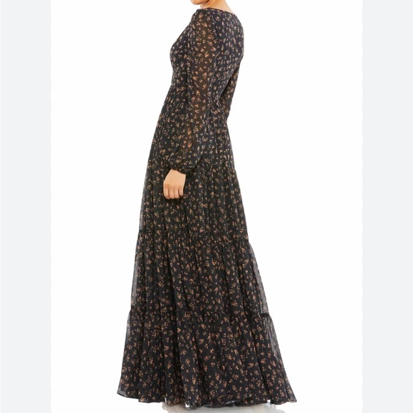 NWT Mac Duggal Sz 0 Black Floral Maxi Gown 55431 - Picture 2 of 12